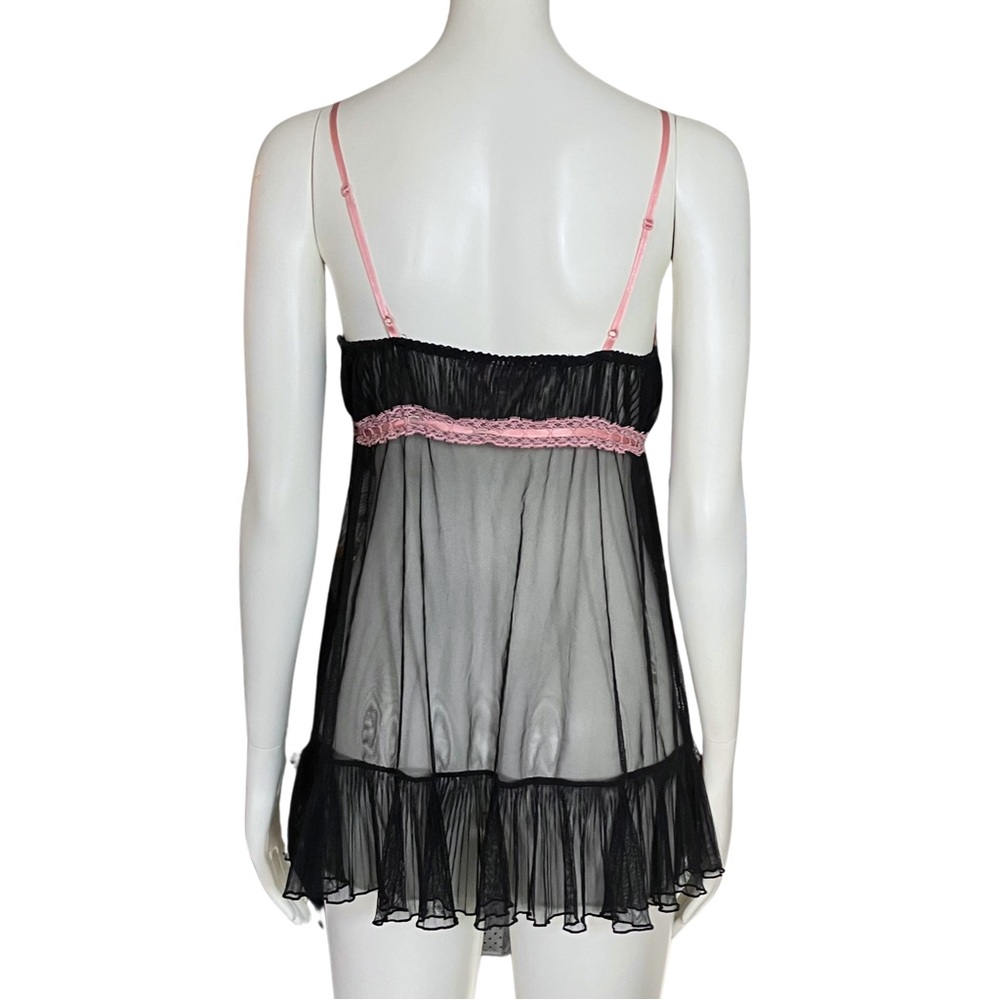 Y2K Vintage Victoria’s Secret Black Sheer Babydoll Slip Dress XS/S Coquette Bow - Picture 5 of 11